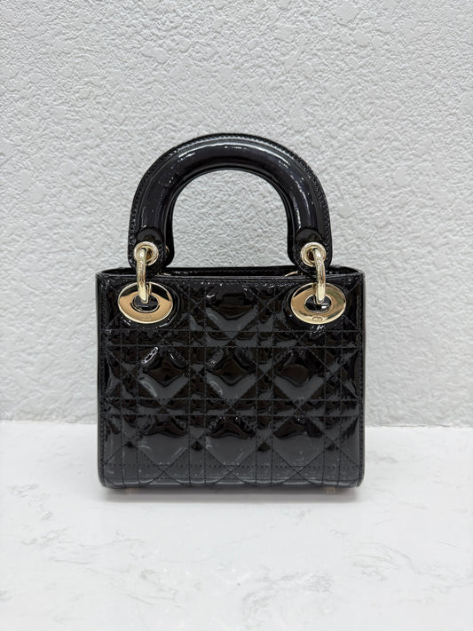 Dior - Lady Dior Mini - Patent leather - Black - (mini)