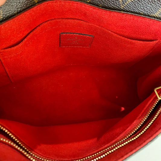 Louis Vuitton - Monogram Bicolor Flap Bag - Monogram coated canvas with grained leather trim - Brown and Red - (Small)