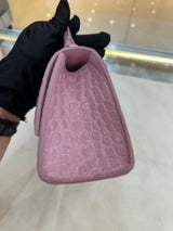 Balenciaga - Hourglass Bag XS - Patent leather with crocodile embossing - Pink with Silver-tone Hardware - (mini)