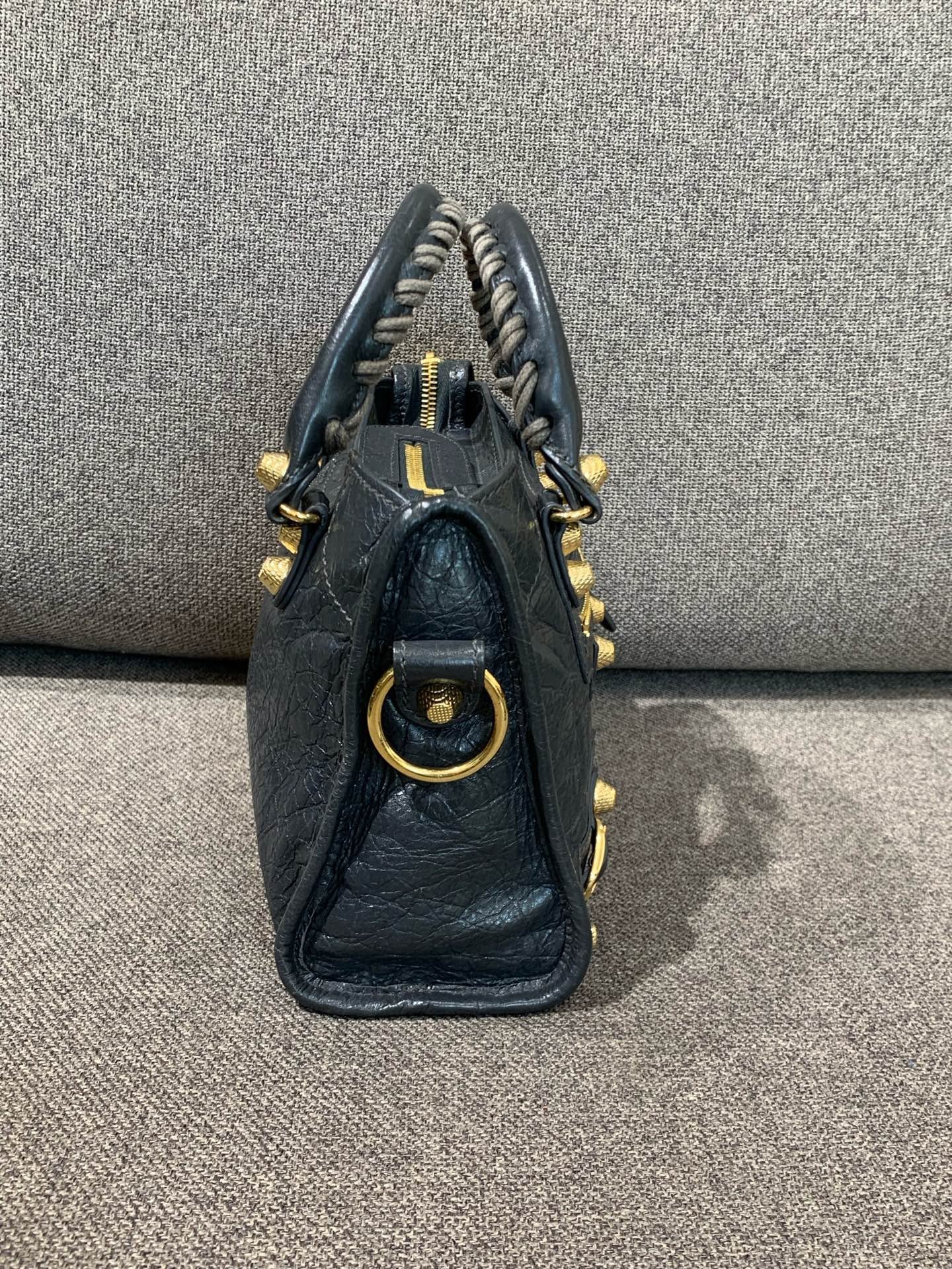 Balenciaga - Mini City (Motorcycle) - Distressed lambskin leather - Grey - (mini)