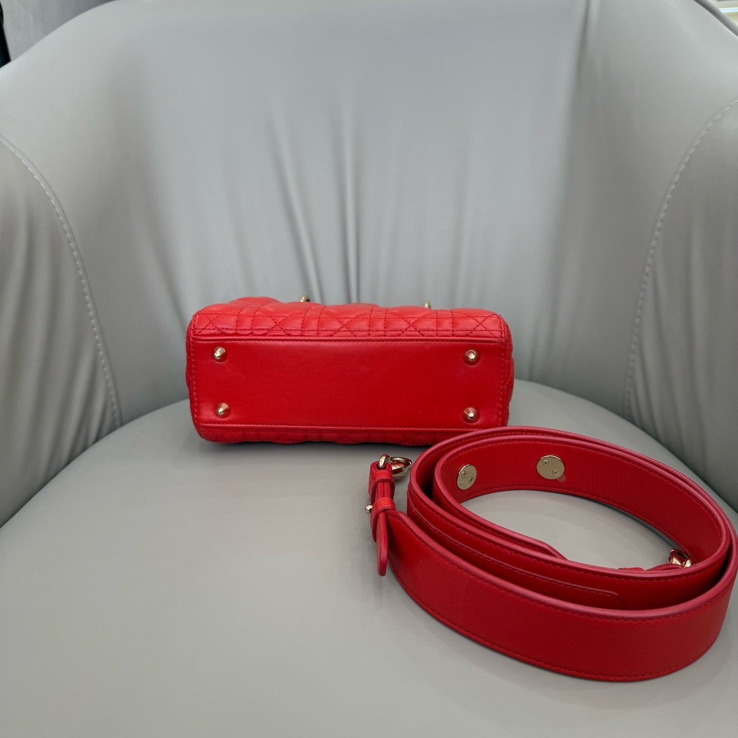 Dior - Lady Dior (Four-Grid / Mini) - Lambskin leather - Red - (mini)