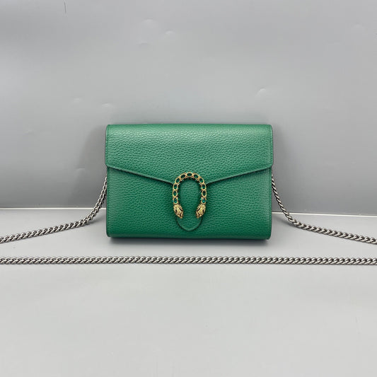 Gucci - Dionysus Wallet on Chain - Grained leather - Green - (mini)