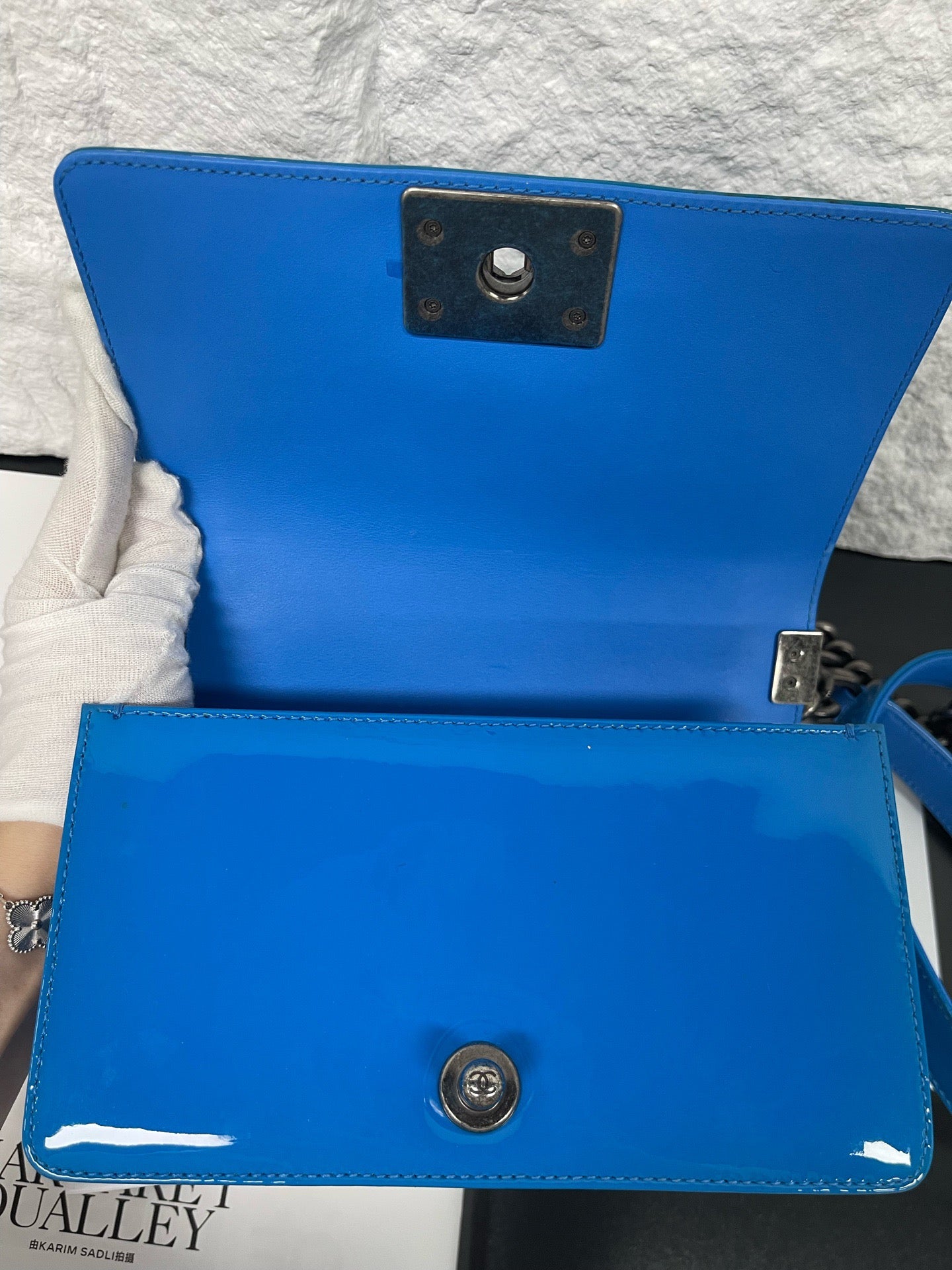 Chanel - Boy Small Flap Bag - Patent leather - Blue - (small)