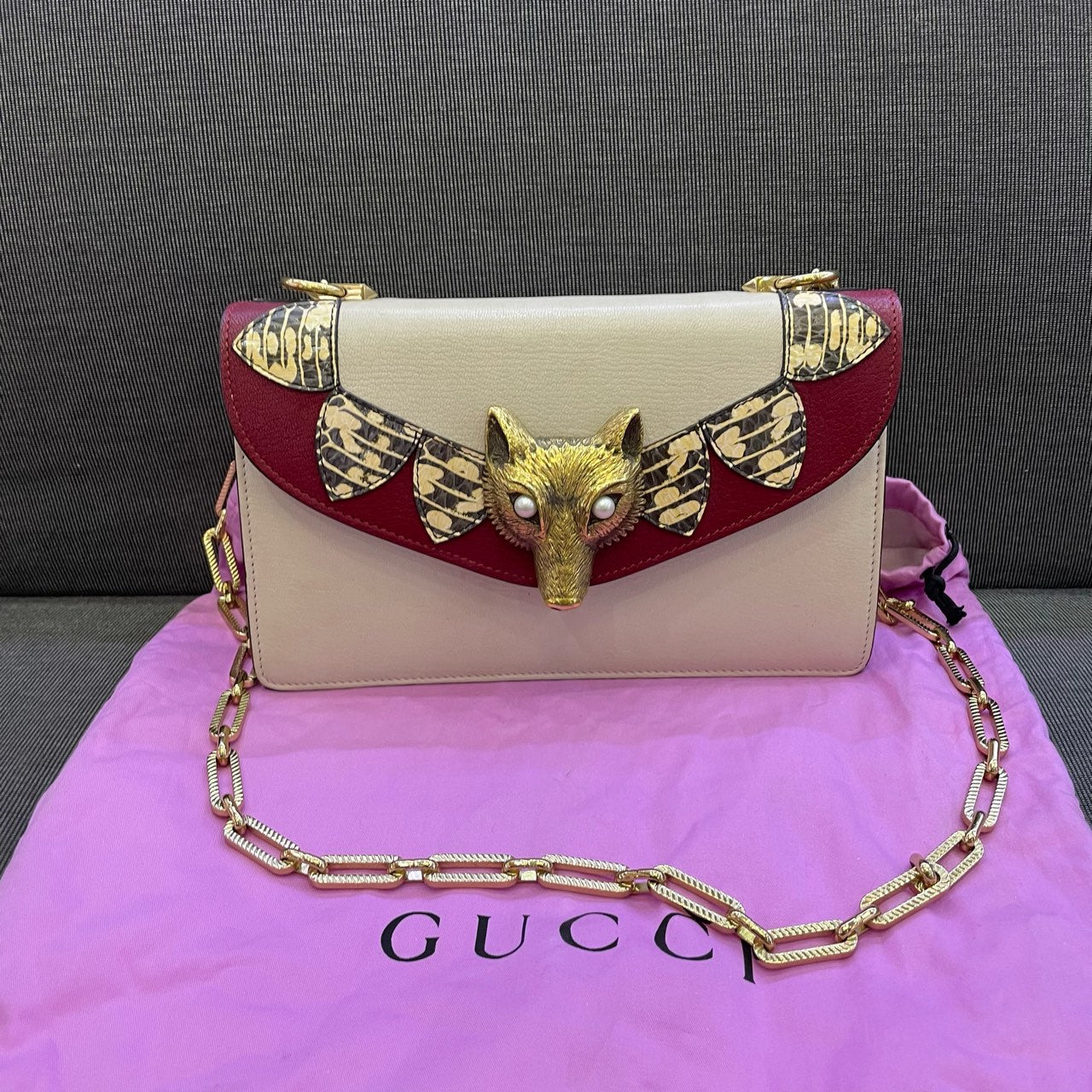 Gucci - Animalier Fox Head Chain Bag - Leather - Multicolour - (small)