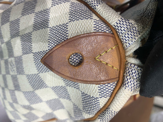 Louis Vuitton - Speedy 30 - Damier Azur coated canvas with Vachetta leather trim - White - (Medium)