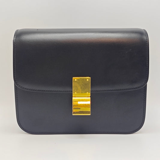 Celine - Teen Box Bag - Smooth calfskin leather - Black with Gold-Tone Hardware - (mini)
