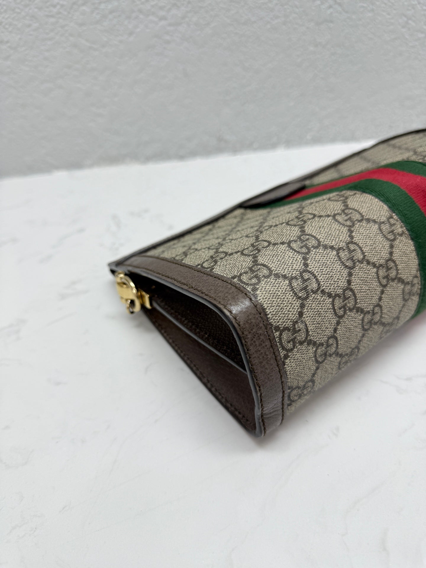 Gucci - Ophidia Chain Bag Small - GG Supreme canvas and Leather - Beige and Brown with Green and Red Stripe - (small)