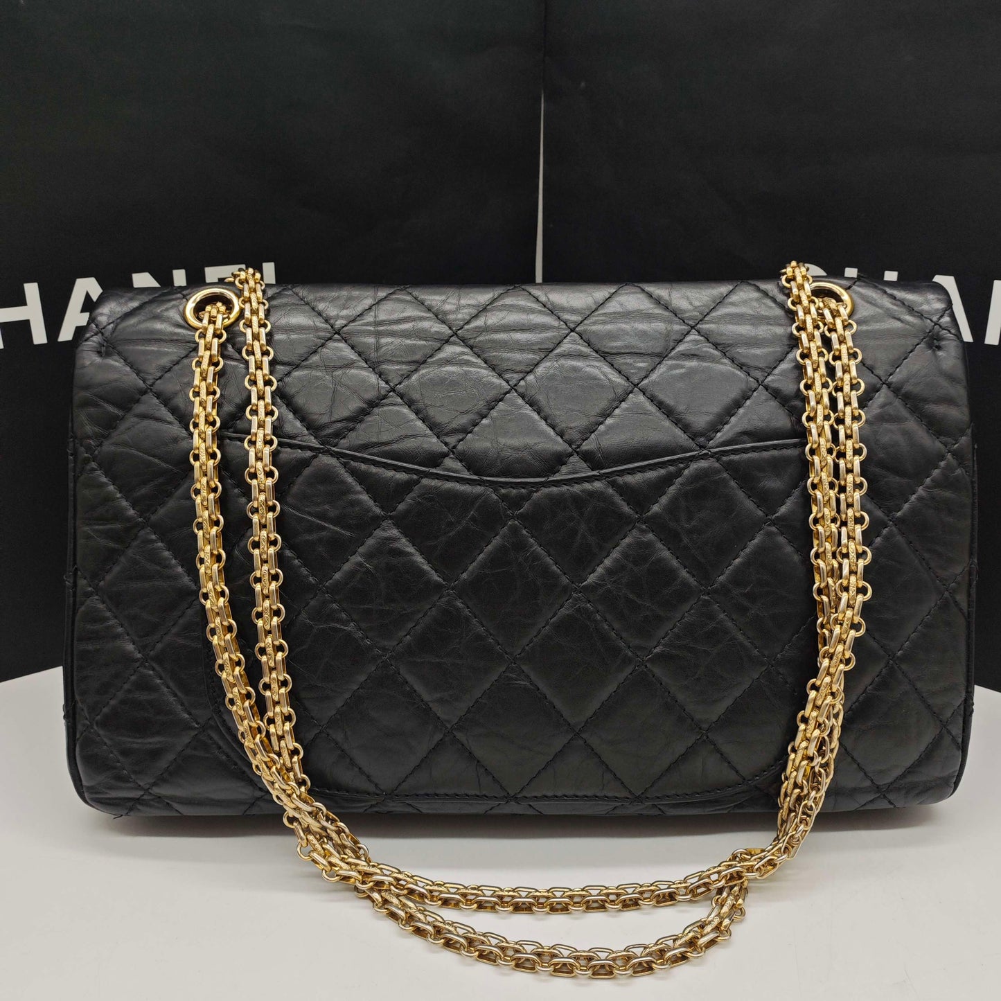 Chanel - Reissue 2.55 Flap Bag - Aged calfskin leather - Black - (Large)