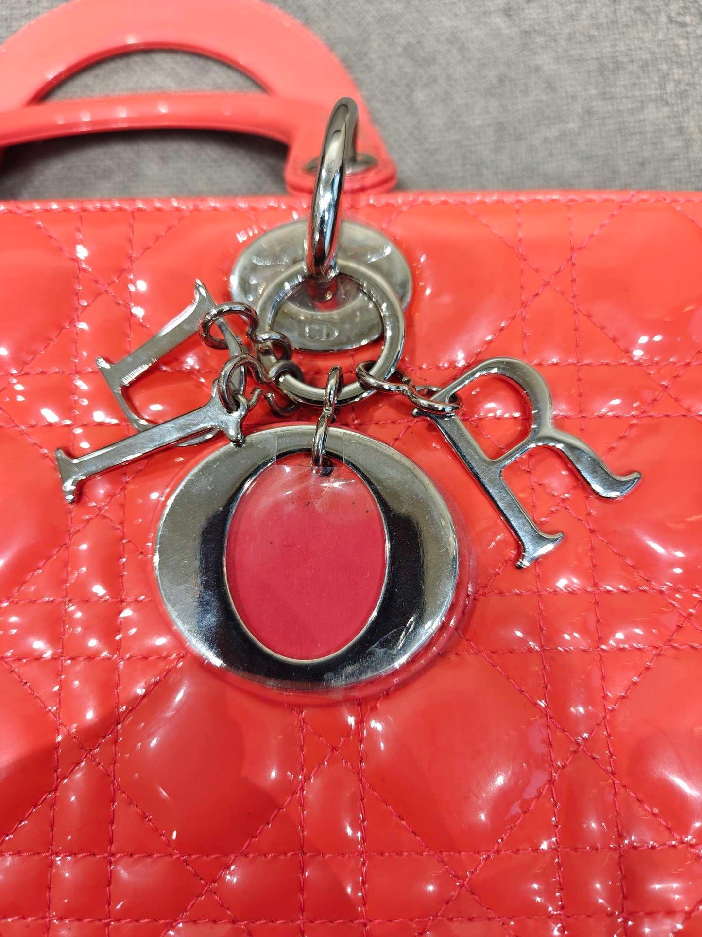Dior - Lady Dior - Patent leather - Orange - (large)