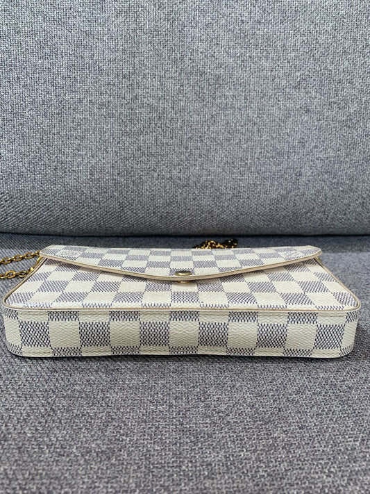 Louis Vuitton - Pochette Félicie - Damier Azur coated canvas with leather trim - White - (Mini)