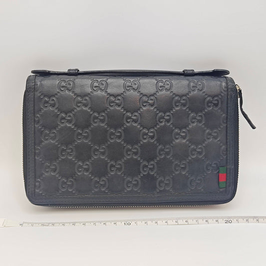 Gucci - Guccissima Zip-Around Clutch - Leather - Black - (medium)