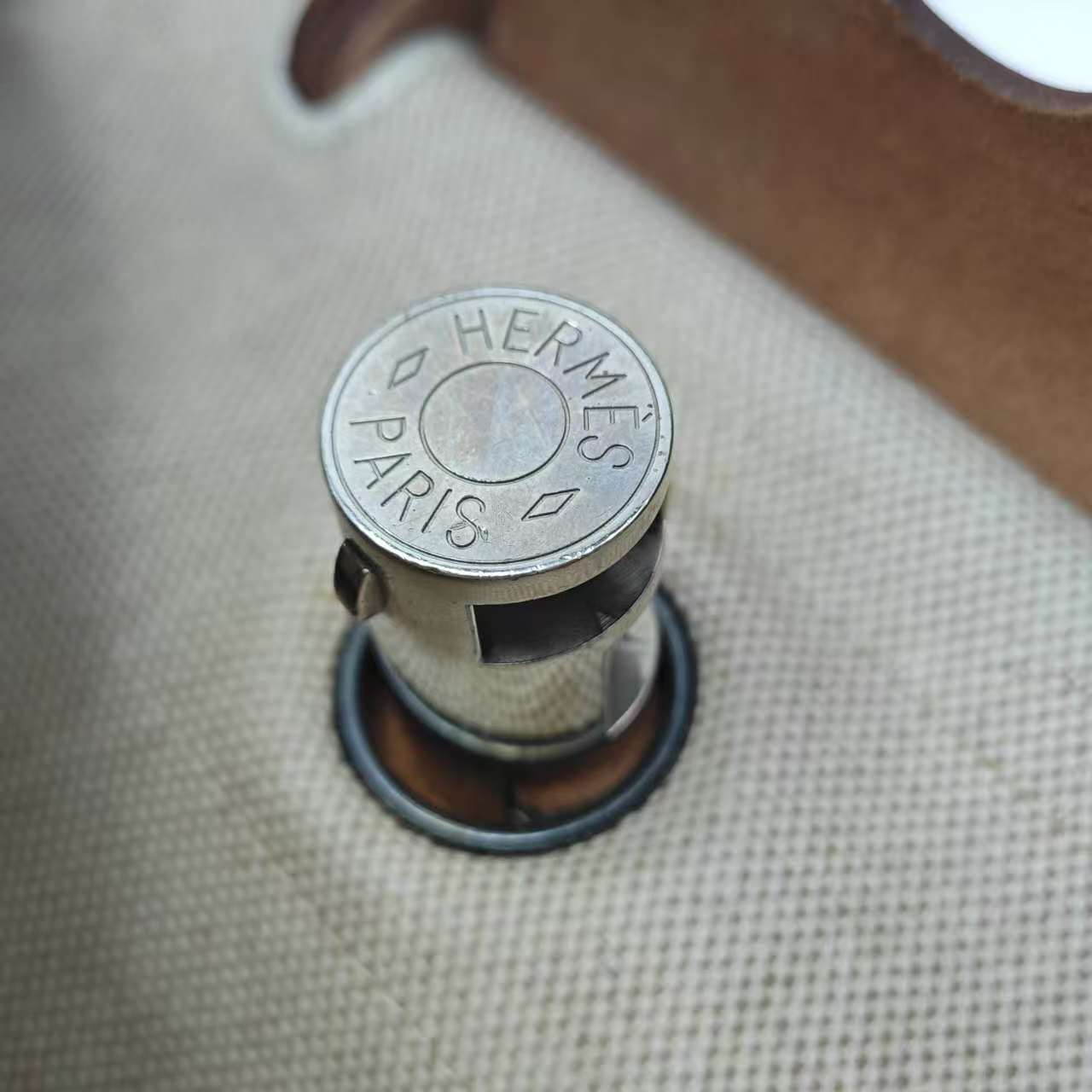 Hermès - Herbag 31 - Brown leather and beige canvas - Beige with Brown accents - (Medium)