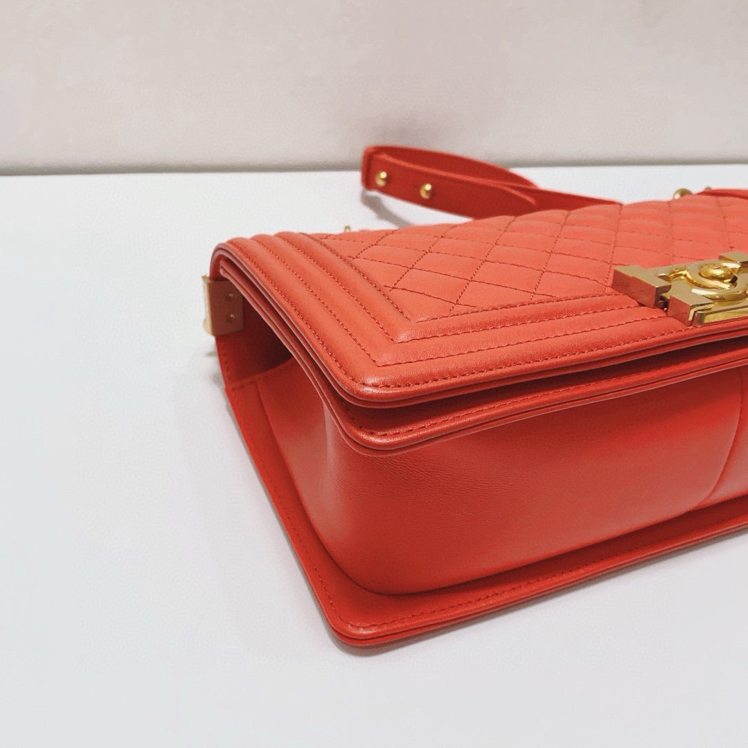 Chanel - Boy Bag - Lambskin leather - Orange - (Medium)