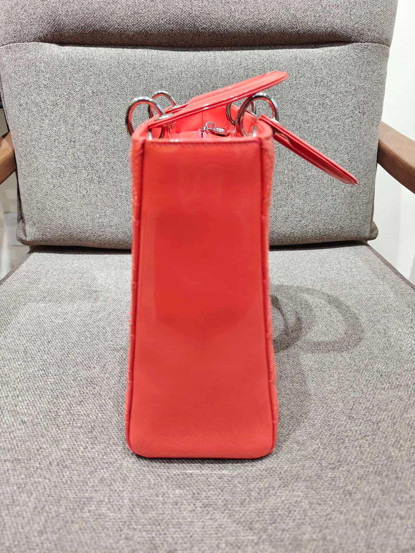 Dior - Lady Dior - Patent leather - Orange - (large)