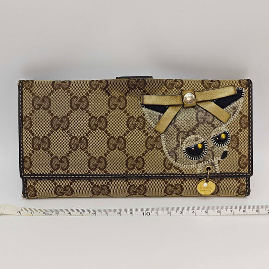 Gucci - Dog Head Long Wallet - Coated canvas with leather trim - Beige and Brown - (medium)