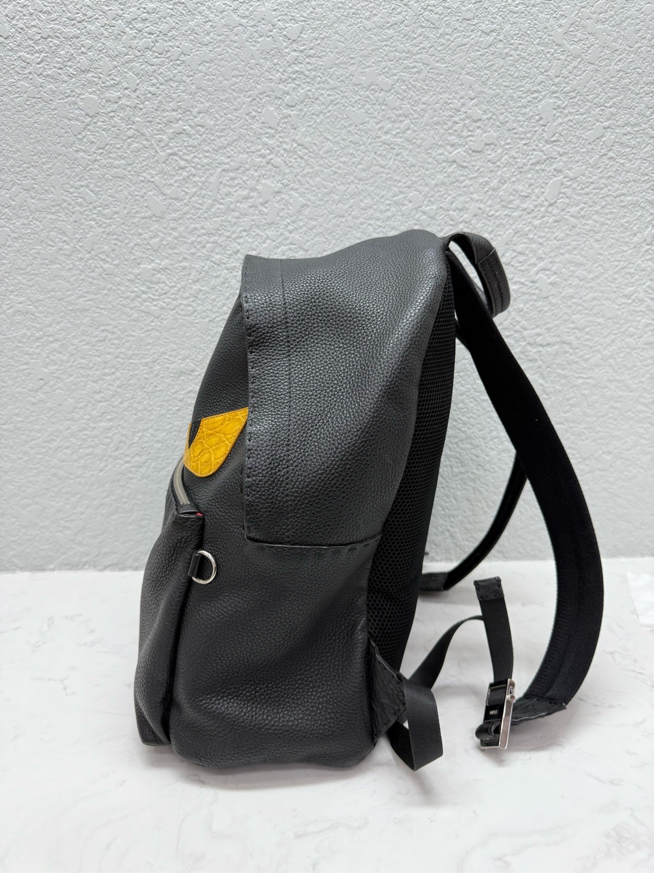 Fendi - Bag Bugs Monster Eyes Backpack - Grained leather with exotic crocodile leather accents - Black - (large)