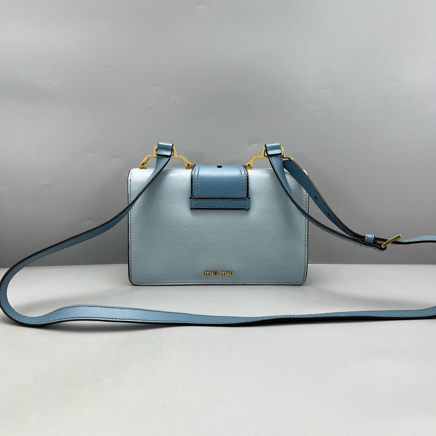 Miu Miu - Jewel Shoulder Bag - Grained leather exterior, suede interior flap, satin lining - Pale Blue - (Small)
