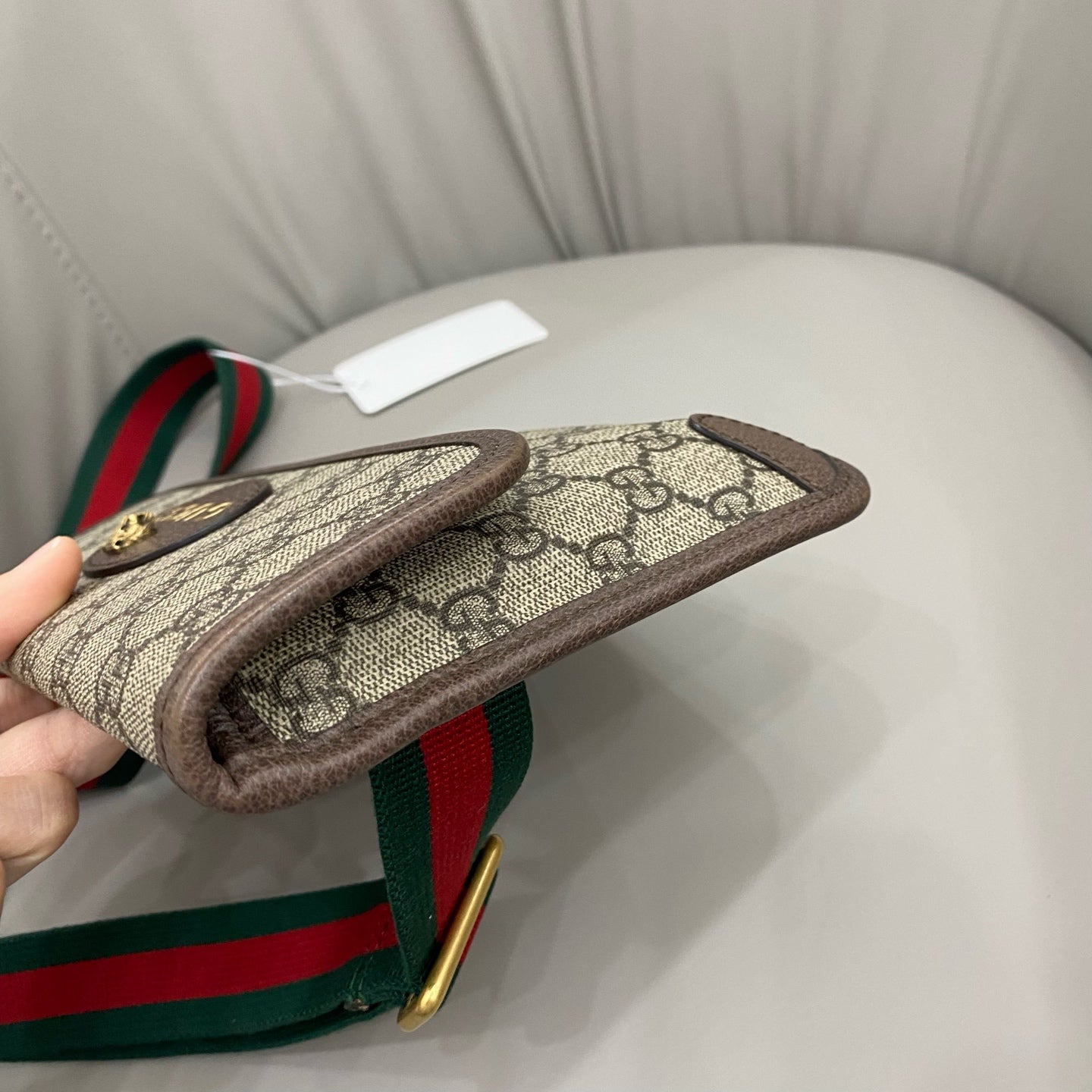 Gucci - GG Supreme Canvas Belt Bag - GG Supreme coated canvas with leather trim and Web stripe fabric strap - Beige - (small)