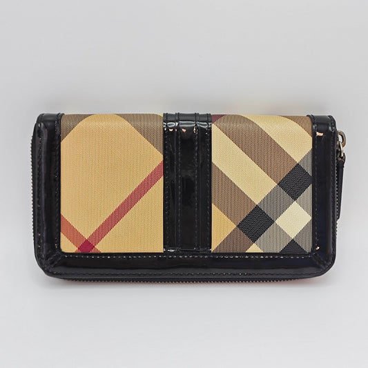 Burberry - Zip Around Long Wallet - Coated canvas with patent leather trim - Multicolour with black trim - (Medium)