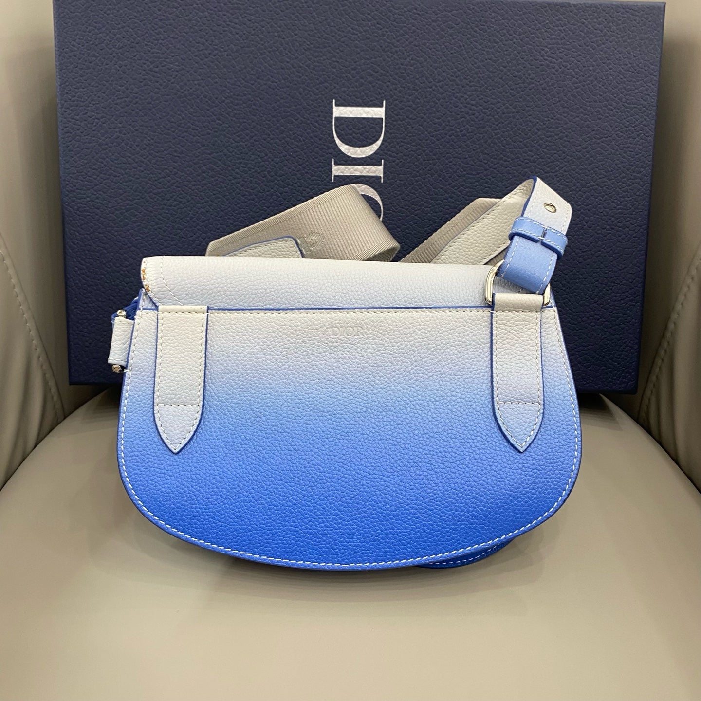 Dior - Saddle Belt Bag - Grained leather - Blue gradient - (Small)