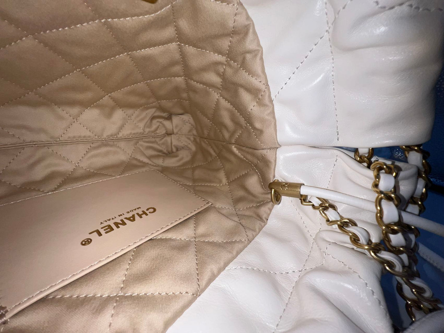 Chanel - 22 Bag Mini - Calfskin leather - White with Gold-Tone Hardware - (Mini)