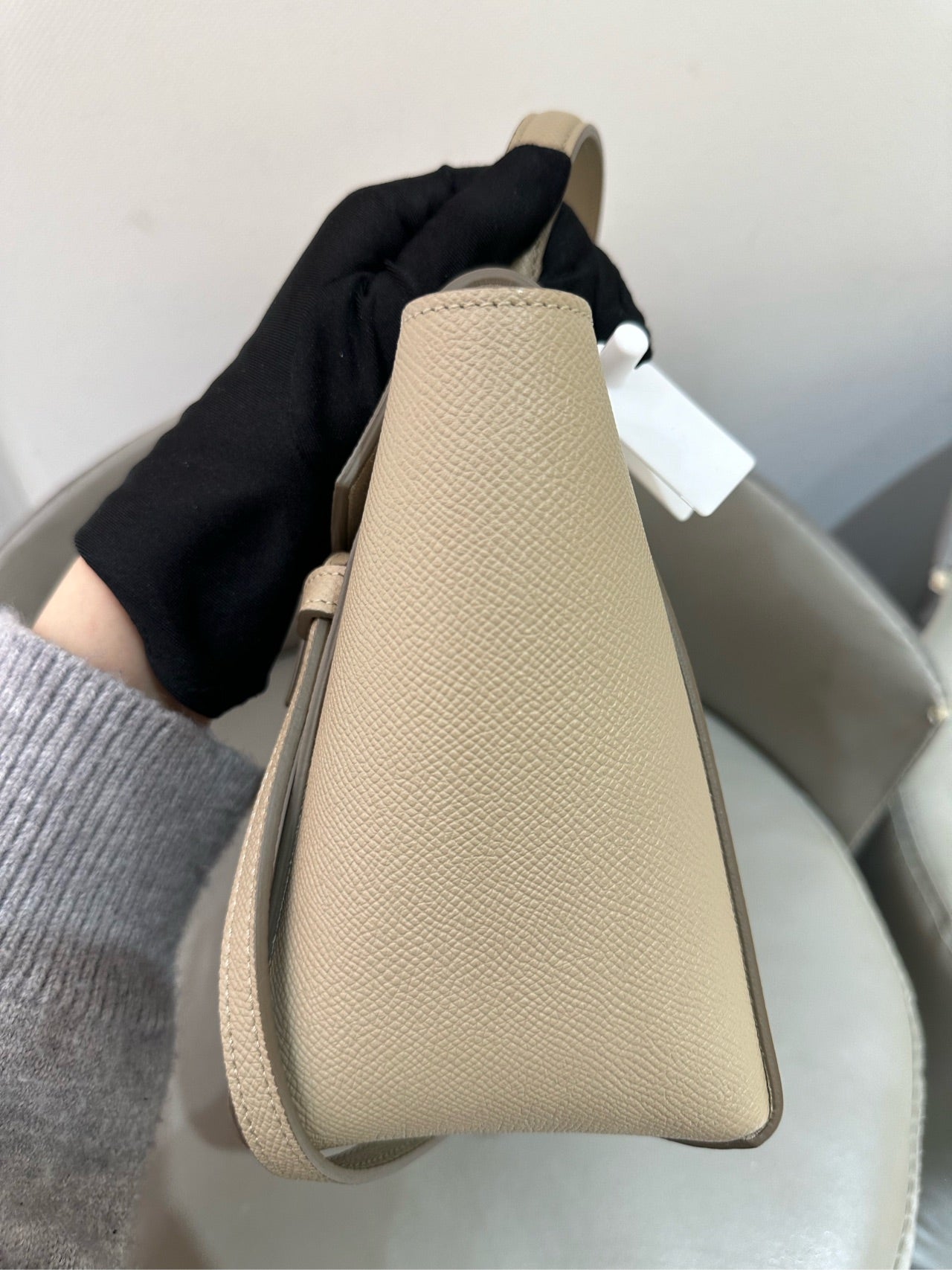 Celine - Belt Nano - Grained calfskin leather - Grey - (mini)