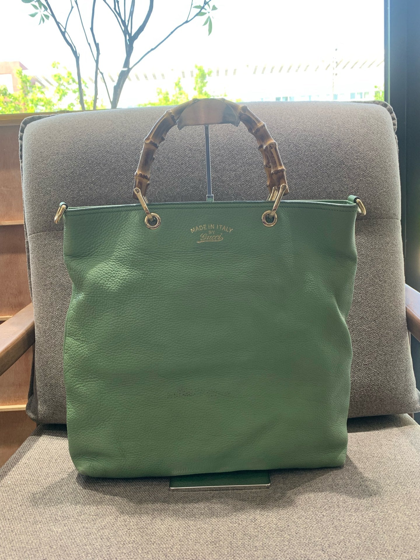 Gucci - Bamboo Shopper Tote - Grained leather - Green - (Medium)