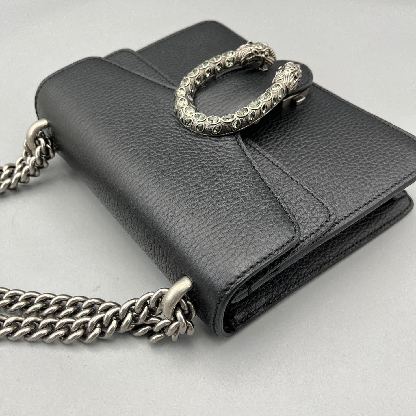 Gucci - Dionysus Small Shoulder Bag - Pebbled leather - Black - (Small)