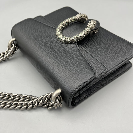 Gucci - Dionysus Small Shoulder Bag - Pebbled leather - Black - (Small)