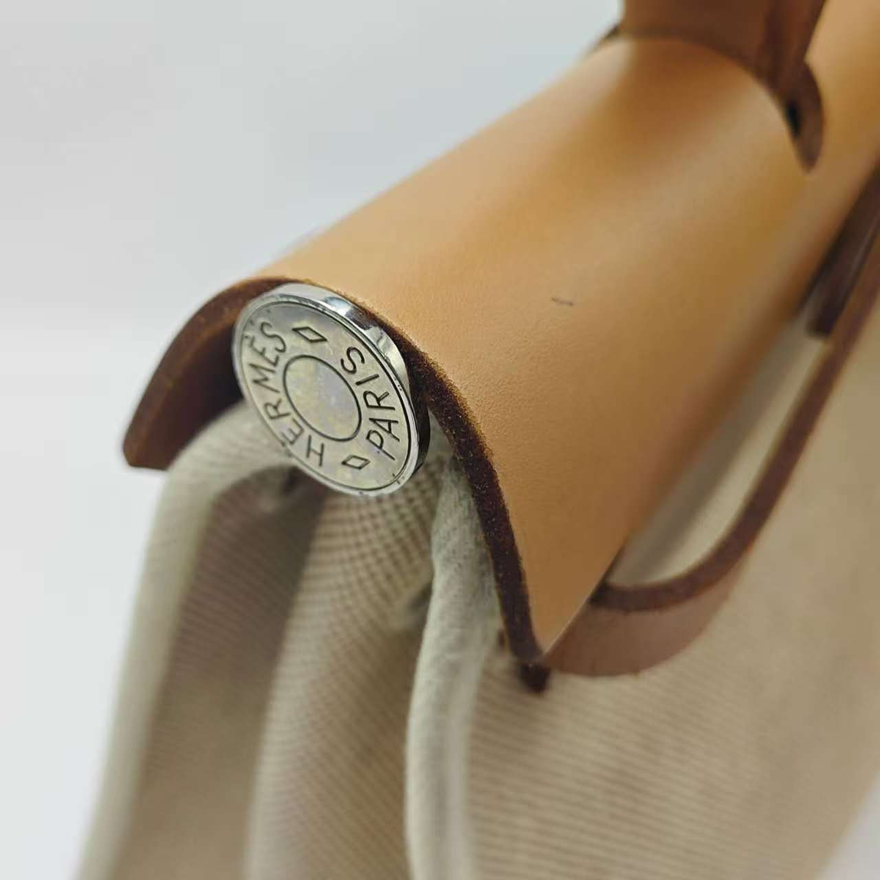 Hermès - Herbag 31 - Brown leather and beige canvas - Beige with Brown accents - (Medium)
