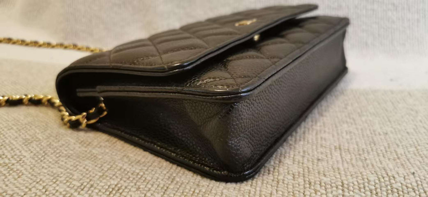 Chanel - Wallet on Chain (WOC) - Grained Calfskin leather (Caviar) - Black - (Mini)