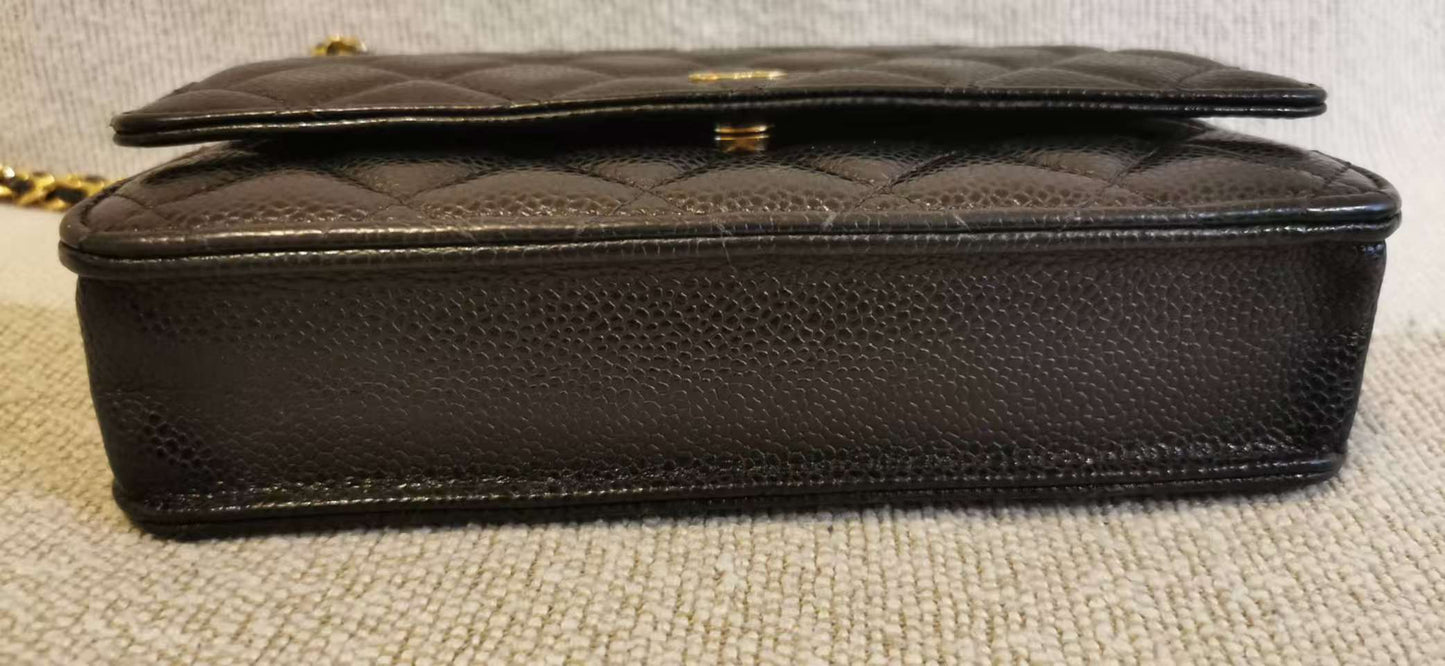 Chanel - Wallet on Chain (WOC) - Grained Calfskin leather (Caviar) - Black - (Mini)