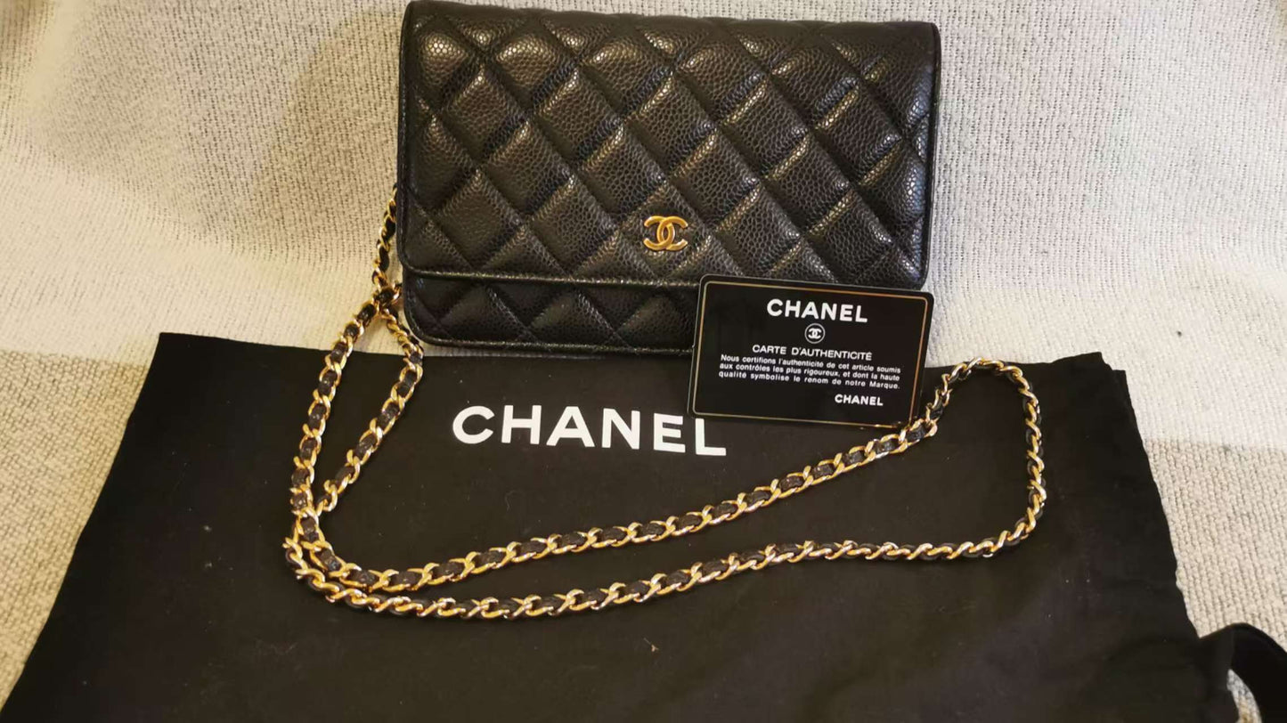 Chanel - Wallet on Chain (WOC) - Grained Calfskin leather (Caviar) - Black - (Mini)