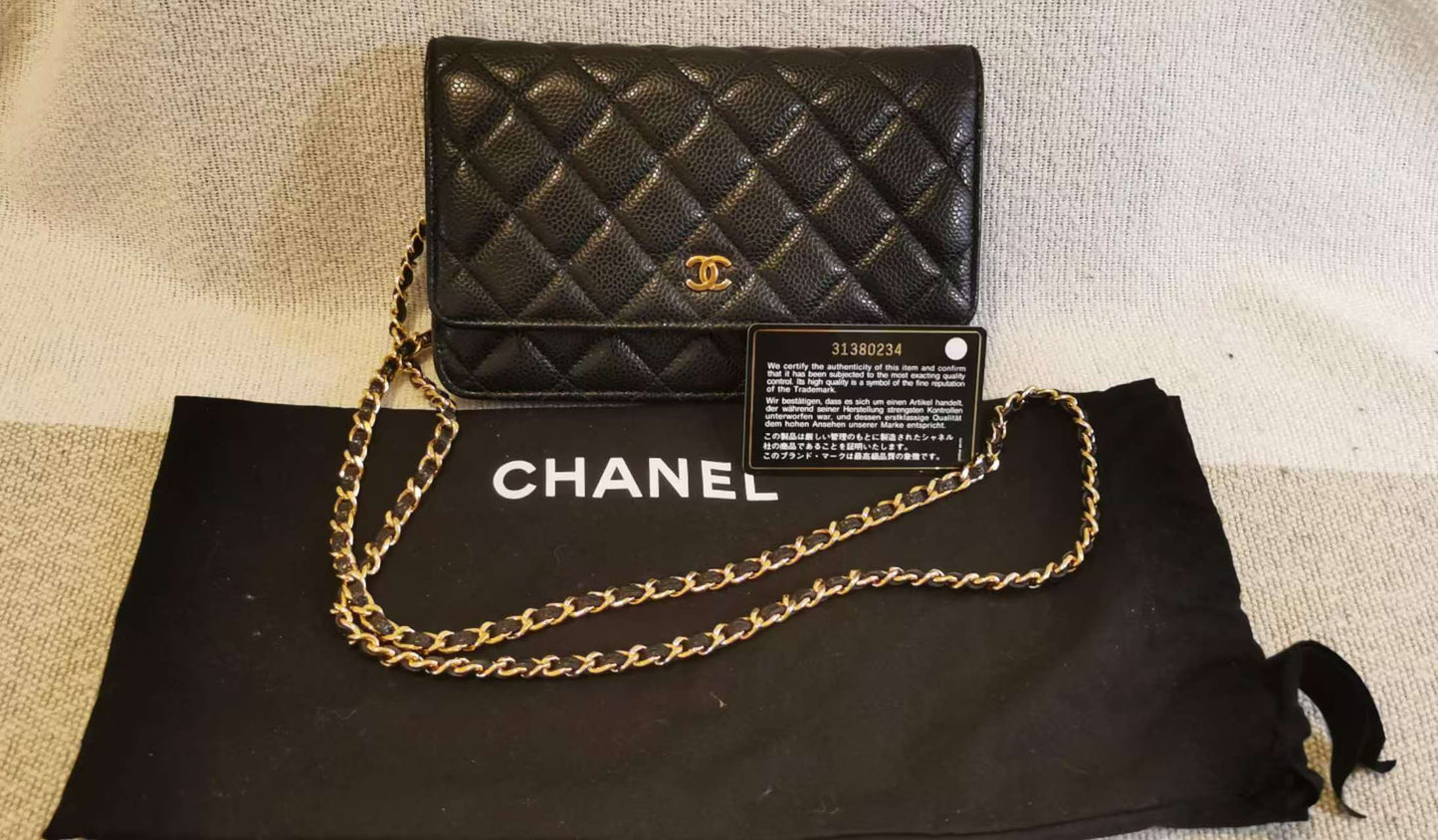 Chanel - Wallet on Chain (WOC) - Grained Calfskin leather (Caviar) - Black - (Mini)