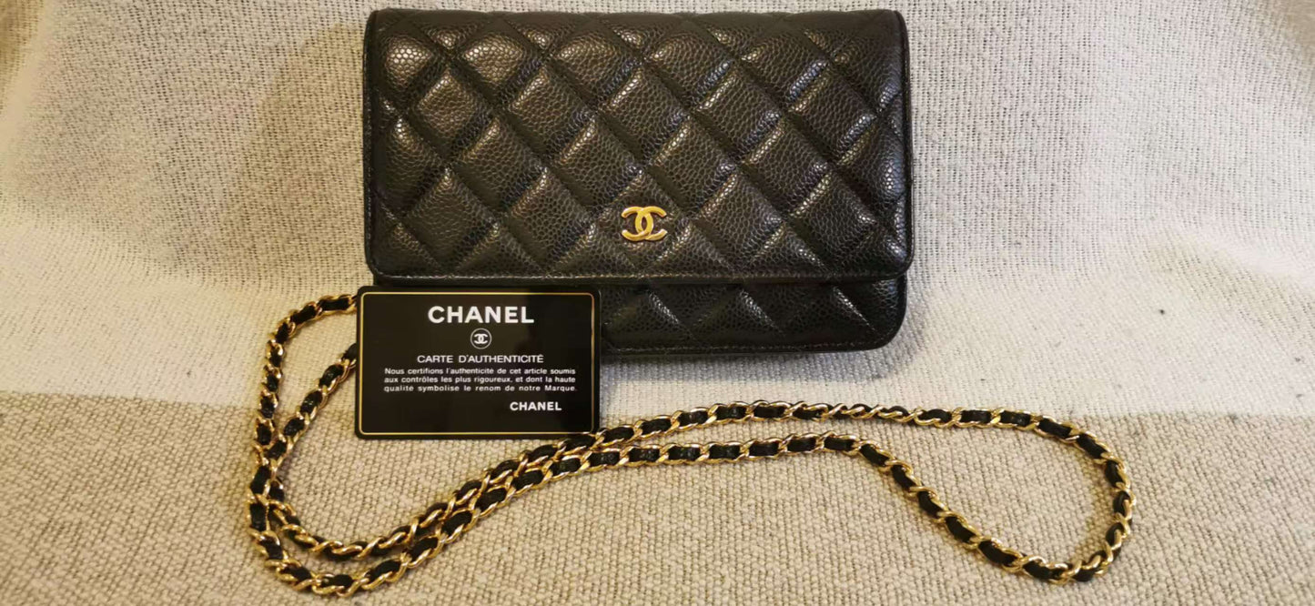 Chanel - Wallet on Chain (WOC) - Grained Calfskin leather (Caviar) - Black - (Mini)