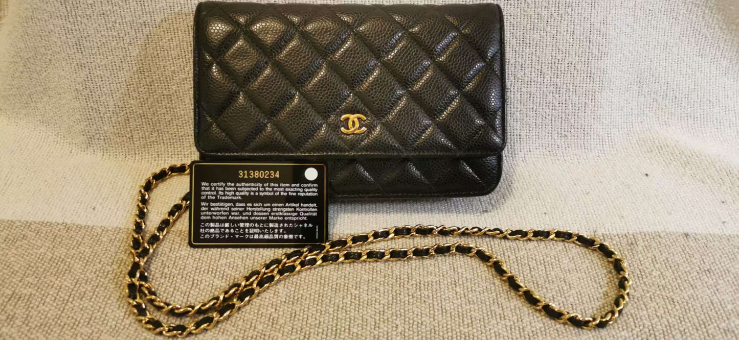 Chanel - Wallet on Chain (WOC) - Grained Calfskin leather (Caviar) - Black - (Mini)