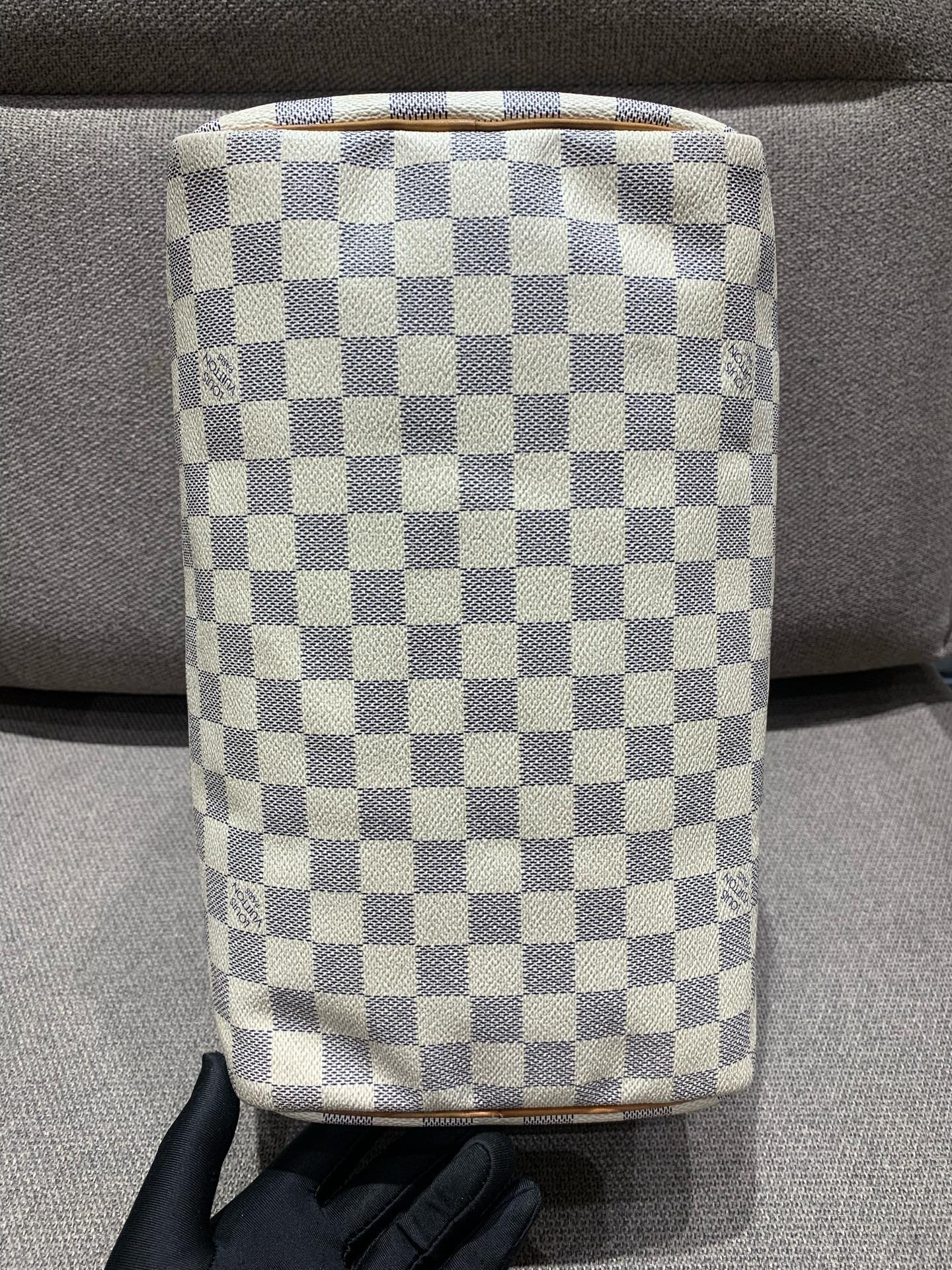 Louis Vuitton - Speedy 30 - Damier Azur coated canvas with Vachetta leather trim - White - (Medium)