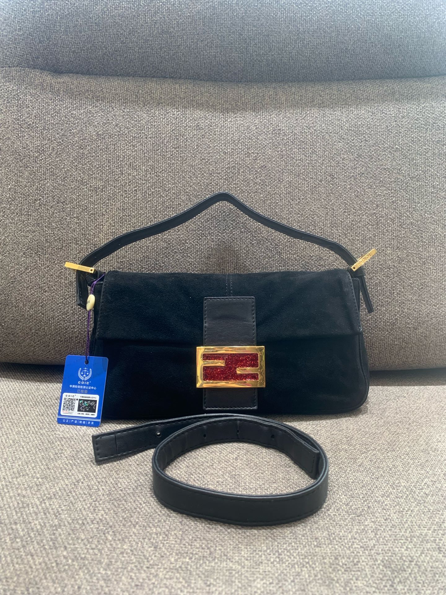 Fendi - Baguette - Suede - Black - (small)
