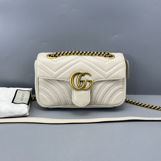 Gucci - Marmont Mini Matelassé Shoulder Bag - Leather - White - (Small)