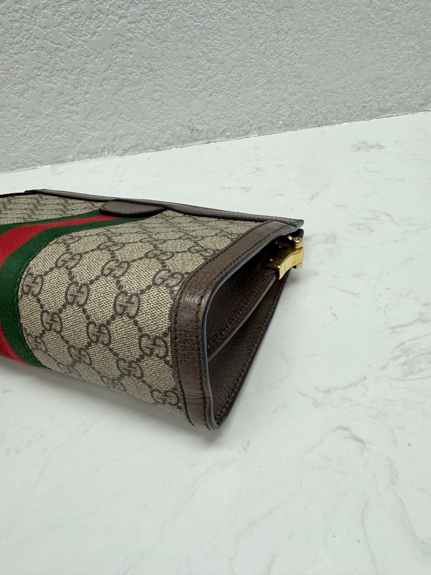 Gucci - Ophidia Chain Bag Small - GG Supreme canvas and Leather - Beige and Brown with Green and Red Stripe - (small)