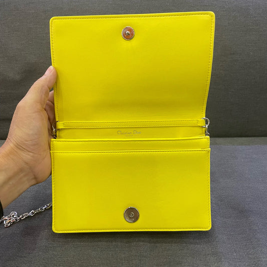 Dior - Lady Dior Wallet on Chain - Lambskin leather - Yellow - (mini)