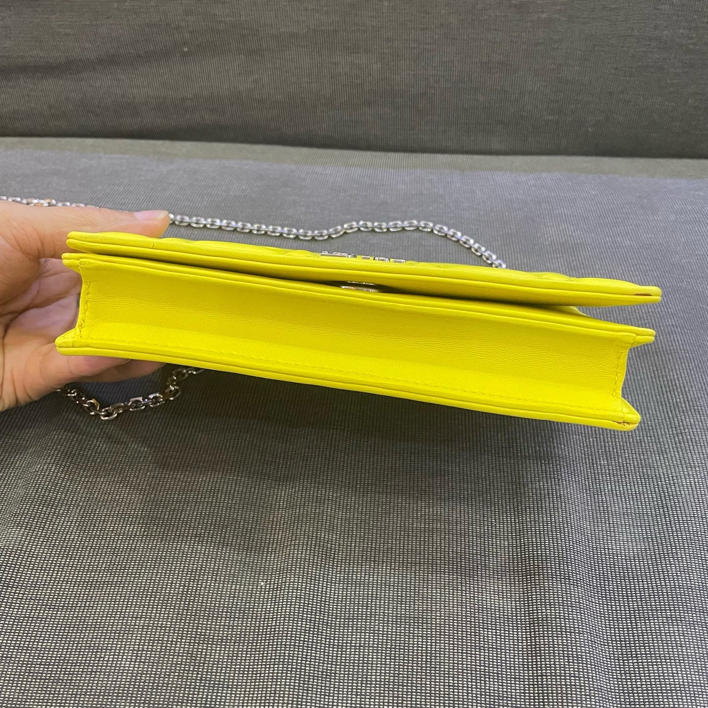 Dior - Lady Dior Wallet on Chain - Lambskin leather - Yellow - (mini)