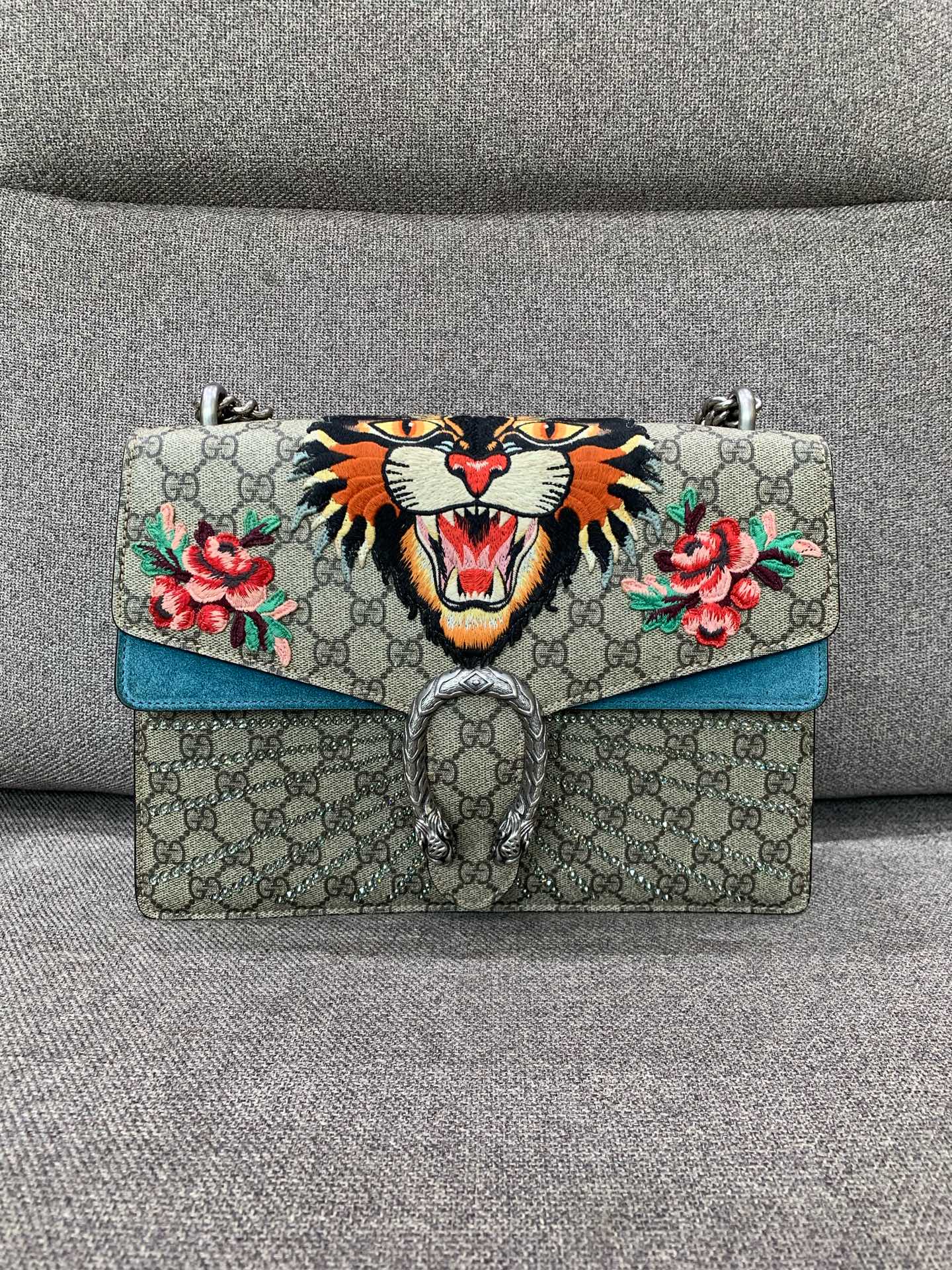 Gucci - Dionysus - GG Supreme canvas, Suede - Beige, Blue, Multicolour - (Medium)
