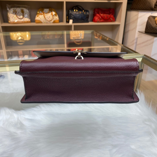 Burberry - Two-Tone Leather Shoulder Bag - Grained leather and smooth leather - Burgundy and Cream with Silver-Tone Hardware - (medium)