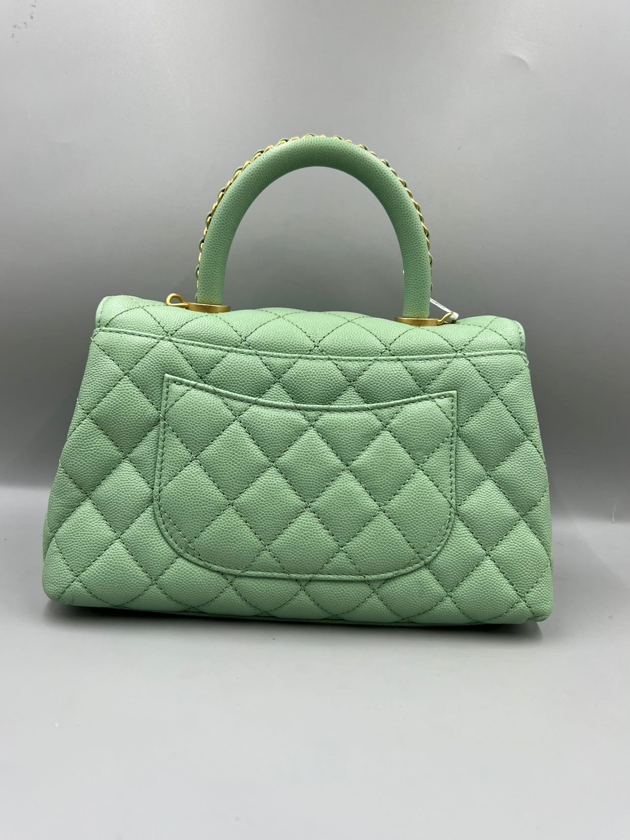 Chanel - Coco Handle Flap Bag - Grained calfskin leather - Pastel Green with Gold-Tone Hardware - (Small)