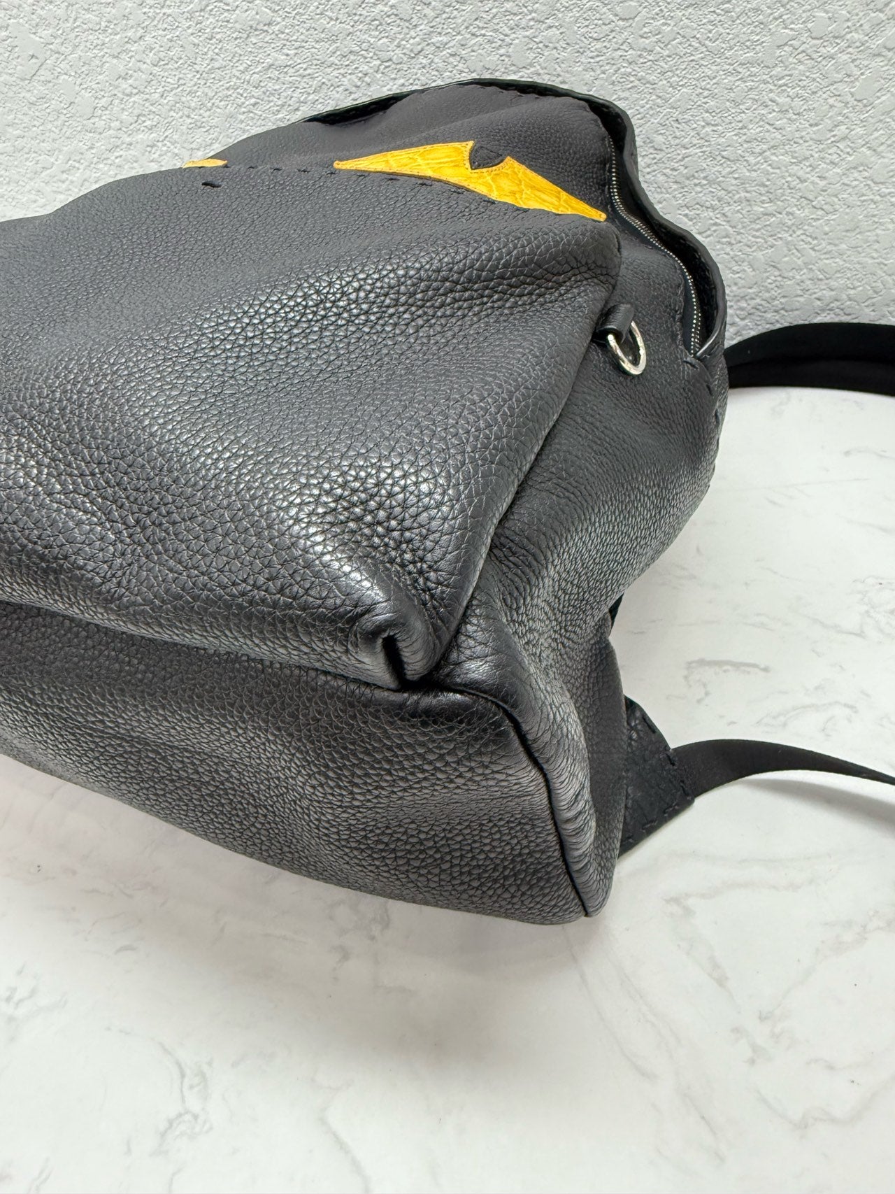 Fendi - Bag Bugs Monster Eyes Backpack - Grained leather with exotic crocodile leather accents - Black - (large)