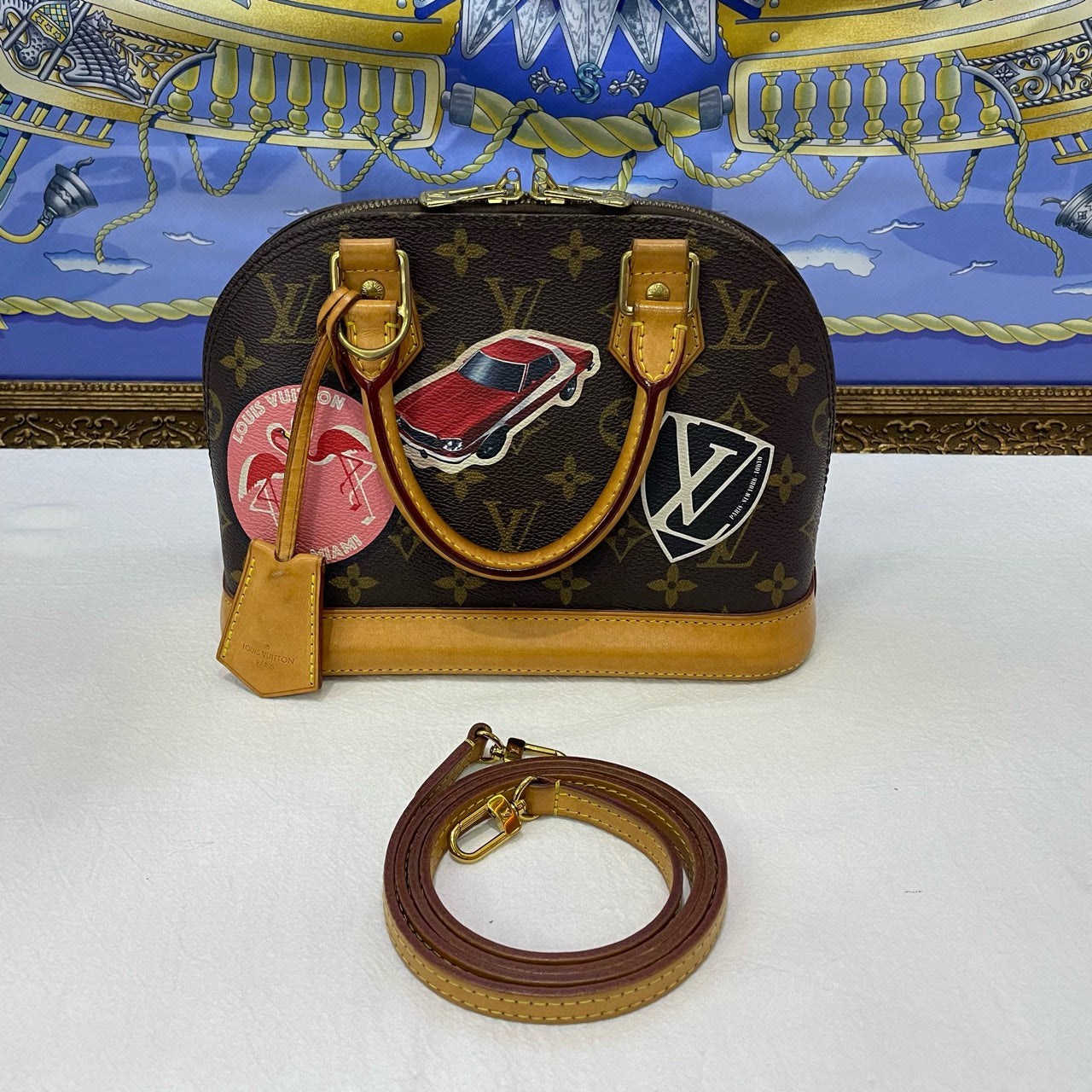 Louis Vuitton - Alma BB Limited Edition with Badges - Monogram coated canvas with Vachetta leather trim - Brown - (mini)