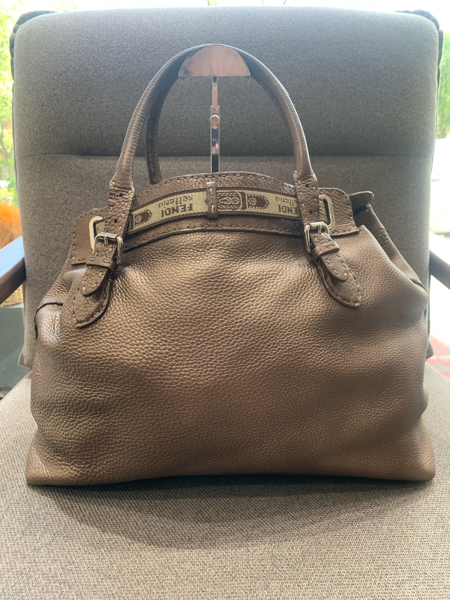 Fendi - Selleria War Horse Limited Edition - Pebbled metallic leather - Metallic Bronze - (Large)