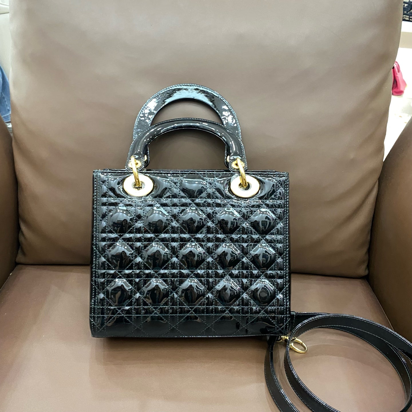 Dior - Lady Dior - Patent leather - Black - (medium)