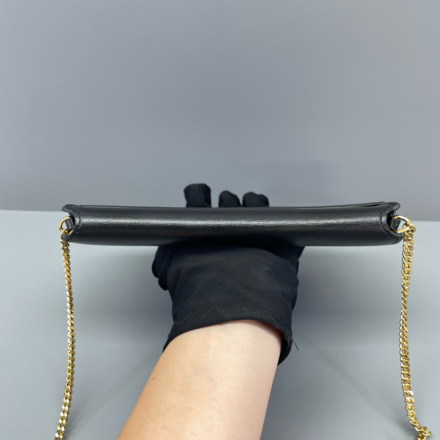 Saint Laurent - Monogram Chain Phone Holder - Grained leather - Black - (mini)
